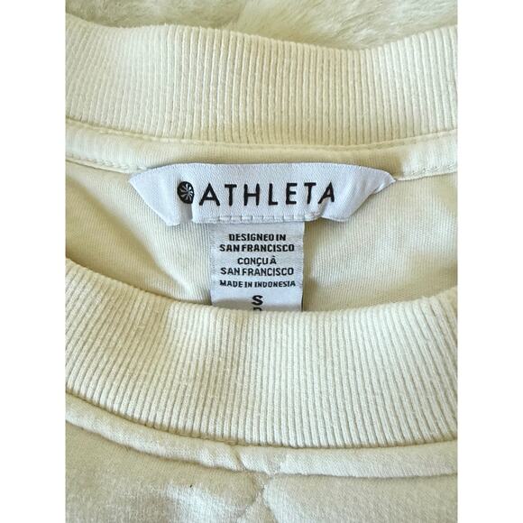 Athleta Retroplush Quilted Crewneck Sweatshirt Womens Size S Cream EUC - Picture 10 of 12